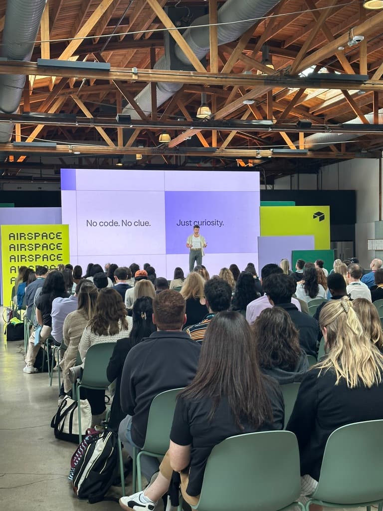 Matthew Hopkinson speaking on stage at Airspace LA